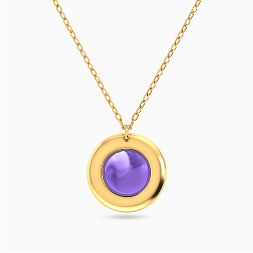 MLN923 - Circle Purple Stone Necklace In 18K Gold - 21046110939-1.jpg