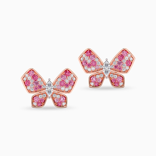 LDE827 - Butterfly Pink Stone & Diamond Earrings in 18K Gold - KE201500RG-3.jpg