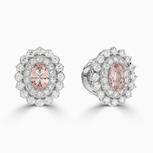 LDE841 - Oval Rose Stone & Diamond Earrings in 18K Gold - 606578W-1.jpg