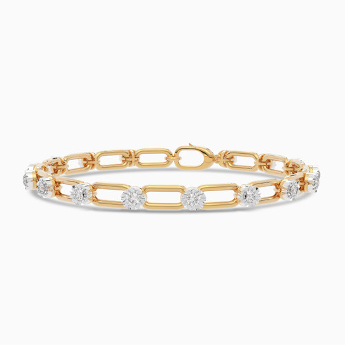 LDB590 - Circles Diamond Chain Bracelet In 18K Gold - AJB02466-YG-1.jpg