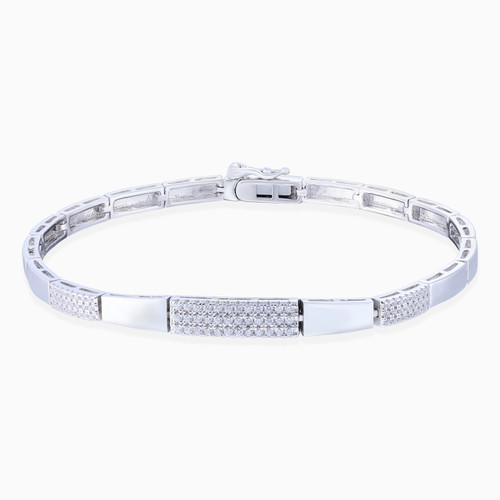 WB248 - Clear Stone Sterling Silver Chain Bracelet - GB00652A-1 .jpg