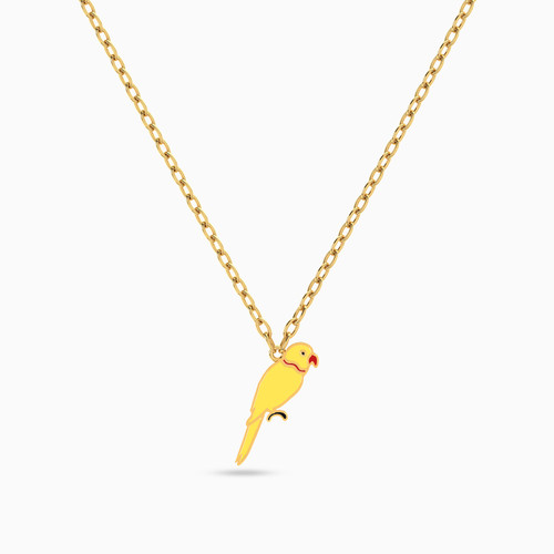 MLN1018 - Kids Parrot Enamel Coated Necklace in 18K Gold - 21046110969-1 .jpg