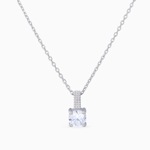 WN1 - Circle Cubic Zirconia Sterling Silver Necklace - 87343545-1.jpg