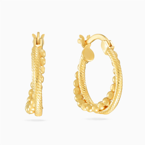 LGE212 - Twisted & Beads Strands Hoop Earrings In 21K Gold - 22003650007-1.jpg
