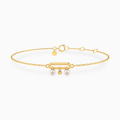 MLB782 - Open Oval Motif Pearl Chain Bracelet In 18K Gold - 21047030126-1.jpg
