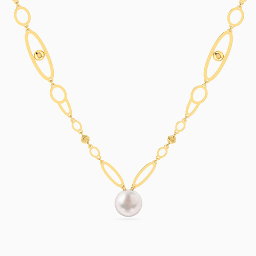 MLN1793 - Oval & Round Loops Pearl Necklace In 18K Gold - 21046030378-1.jpg