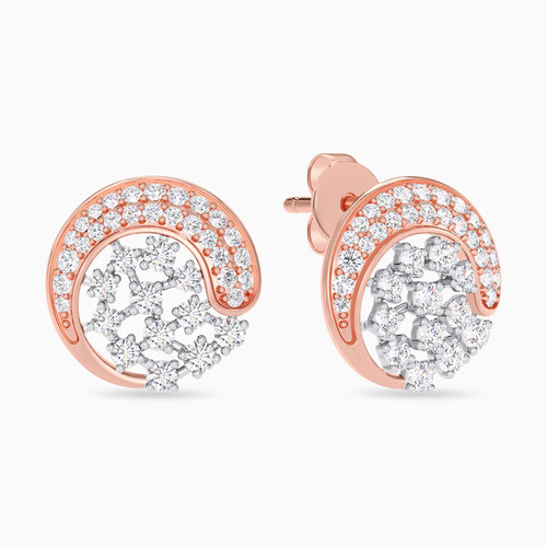 LDE877 - Sweeping Circural Diamond Stud Earrings In 18K Gold - KE613806-1.jpg