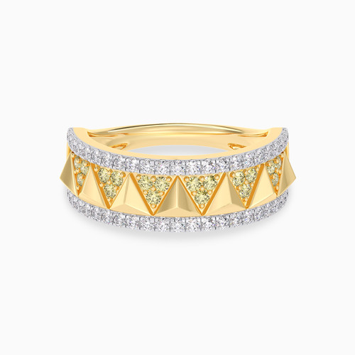 LDR3523 - Pyramids Yellow Stones & Diamond Ring In 18K Gold - TRG9003036-1.jpg