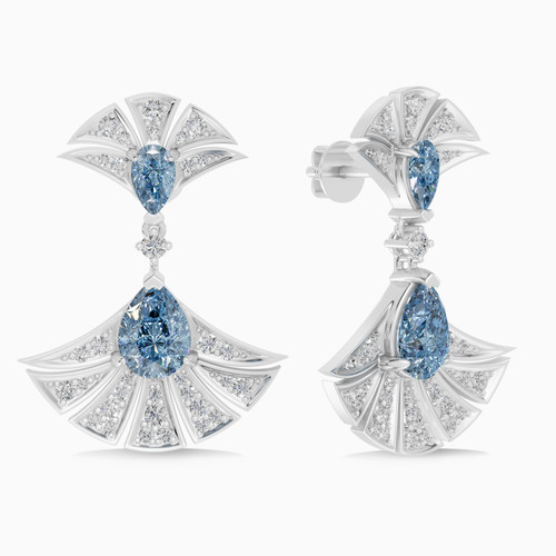 LDE873 - Double Fan Shaped Blue Stones & Diamond Drop Earrings In 18K Gold - SAE06096-WG-1.jpg