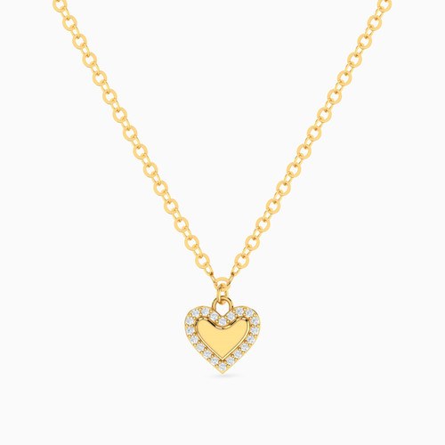 MLN1867 - Kids Young Heart Cubic Zirconia Necklace In 18K Gold MLN1867 - Kids Young Heart Cubic Zirconia Necklace In 18K Gold