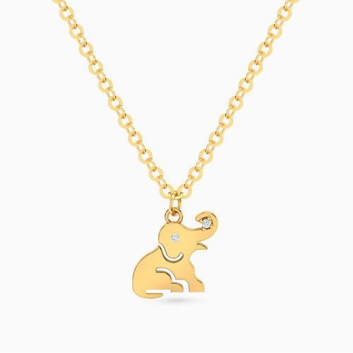 MLN1862 - Kids Elephant Diamond Necklace In 18K Gold - 21046111263-1.jpg