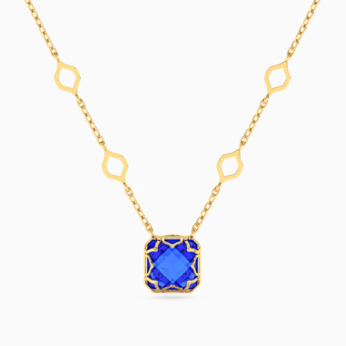 LIN772 - Cushion Blue Stone Necklace in 18K Gold - 111404140344-1.jpg