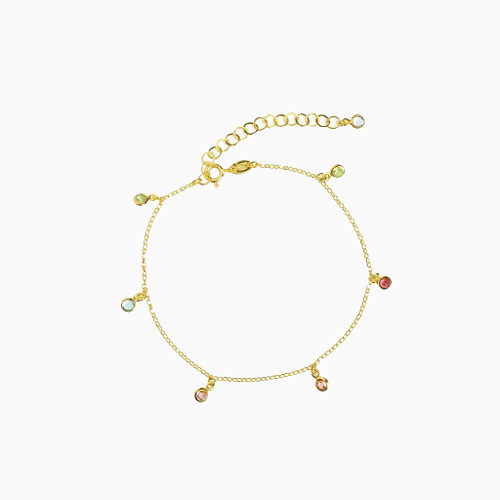 WB289 - Round Colored Stones Gold Plated Chain Anklet - A3749-MDB-1.jpg WB289 - Round Colored Stones Gold Plated Chain Anklet - A3749-MDB-1.jpg