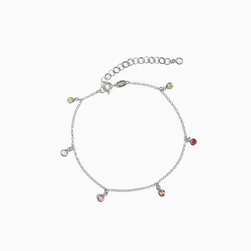 WB290 - Round Colored Stones Sterling Silver Chain Anklet - A3749-MHB-1.jpg WB290 - Round Colored Stones Sterling Silver Chain Anklet - A3749-MHB-1.jpg