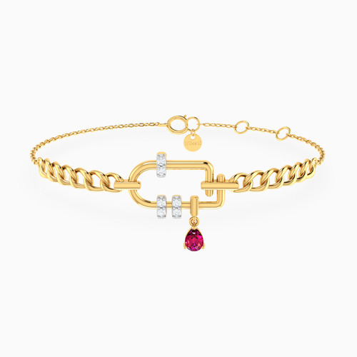 MLB823 - Paperclip Red Stones Bold Chain Bracelet in 18K Gold - 21047110332-1.jpg