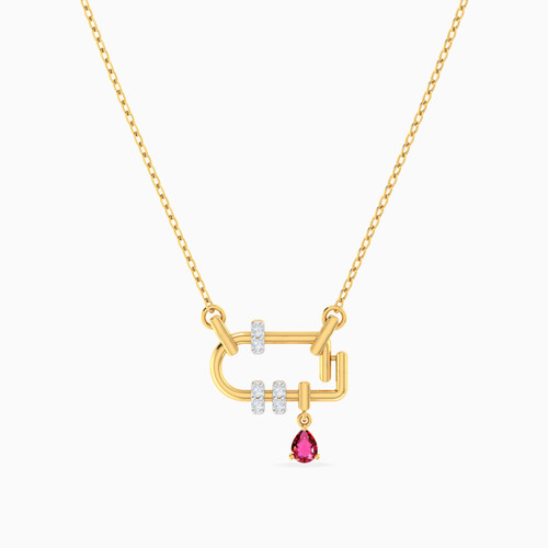 MLN1905 - Paperclip Dropped Red Stones Necklace in 18K Gold - 21046111277-1.jpg