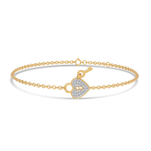LDB768 - Heart Lock & Key Diamond Chain Bracelet in 18K Gold - SAB12514-1.jpg