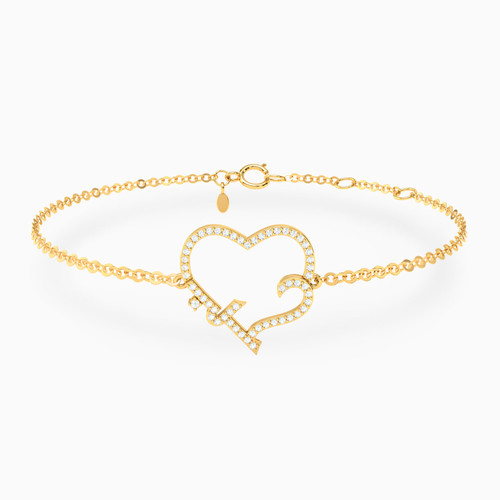 LDB781 - Textured Heart Red Stone Diamond Chain Bracelet in 18K Gold - EBR50032-1.jpg