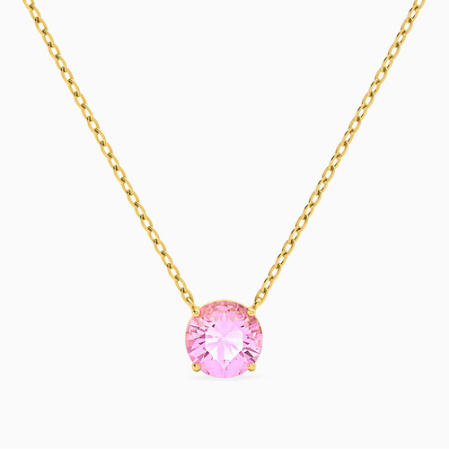 MLN55 - Circle Rose Stone Necklace in 18K Gold - 21046030295-1.jpg