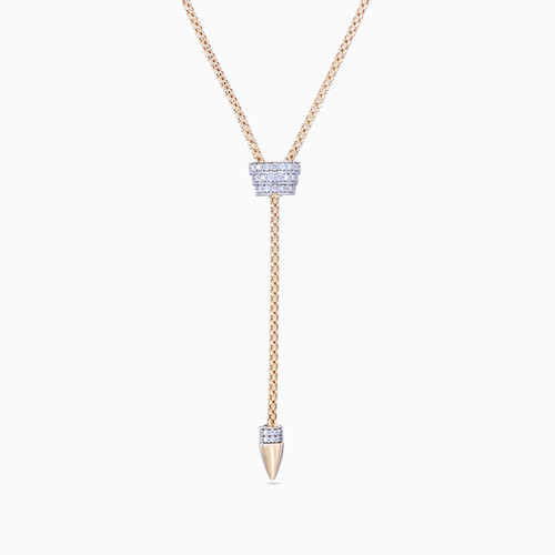 LDN2560 - Delicate Drop Diamond Popcorn Lariat Necklace in 18K Gold - ENE50014-1 .jpg