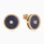 LDE1044 - Twisted Frame & Round Blue Stone Diamond Stud Earrings in 18K Gold - SAE04902-1.webp