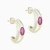 WE415 - Chunky  Curve Pink Stones Stud Earrings in Yellow Gold Plating - GE15235A-3.webp
