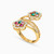 LGR171 - Flower Colored Stones Two headed Ring in 21K Gold - 22002111444_2.jpg