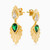 WE174 - Leaf Green Stones Gold Plated Drop Earrings - GE02721A-4.jpg