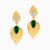 WE174 - Leaf Green Stones Gold Plated Drop Earrings - GE02721A-3.jpg
