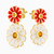 WE193 - Flower Colored Stones & Enamel Coated Gold Plated Drop Earrings - GE14291A-3.jpg