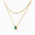 MLN794 - Square Green Stones Layered Necklace in 18K Gold - 21046110826-2.jpg