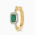 LDE871 - Rectangle Green Stones & Diamond Hoop Earrings In 18K Gold - SAE06087-YG-4.jpg