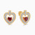 LDE923 - Heart Frame Red Stone Diamond Stud Earrings in 18K Gold - SAE06408-1.jpg