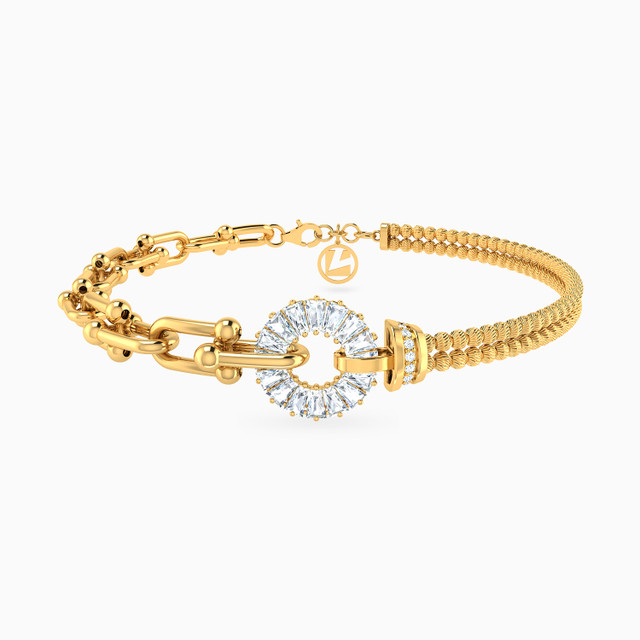 Links Cubic Zirconia Chain Bracelet in 18K Gold | L'azurde KSA