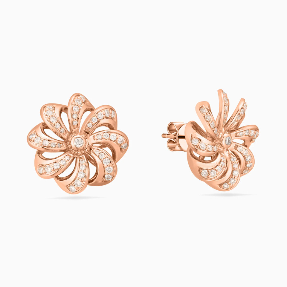 Spiral Flower Diamond Stud Earrings in 18K Gold Spiral Flower Diamond Stud Earrings in 18K Gold