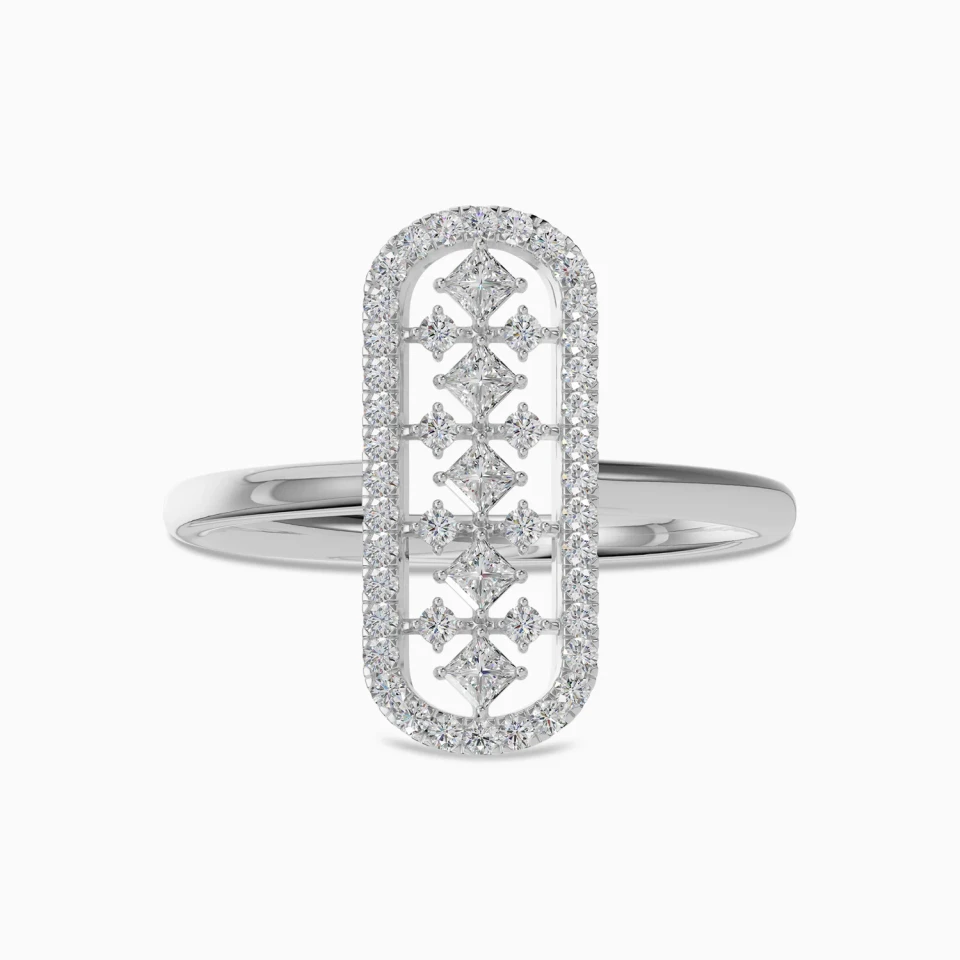 Elongated Oval Frame Diamond Ring in 18K Gold Elongated Oval Frame Diamond Ring in 18K Gold