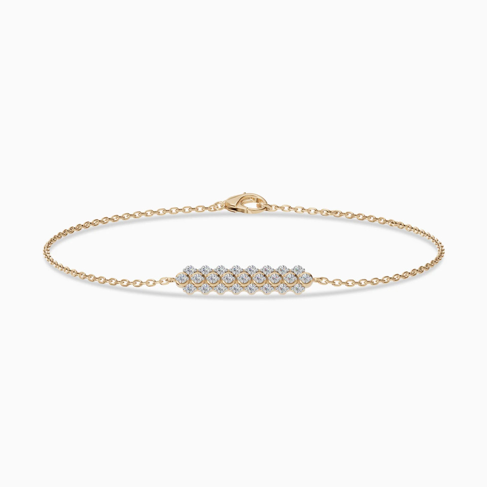 Three Rows Bezel Diamond Chain Bracelet in 18K Gold Three Rows Bezel Diamond Chain Bracelet in 18K Gold