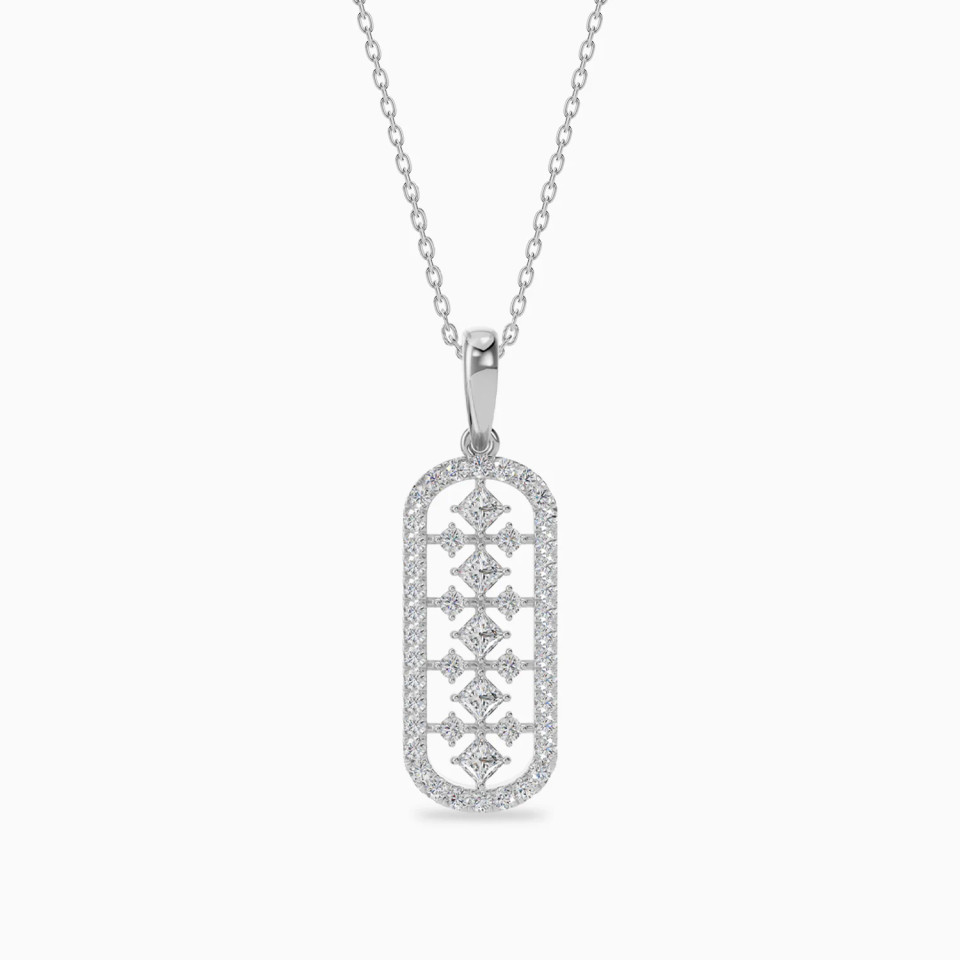 Elongated Oval Frame Diamond Necklace in 18K Gold Elongated Oval Frame Diamond Necklace in 18K Gold