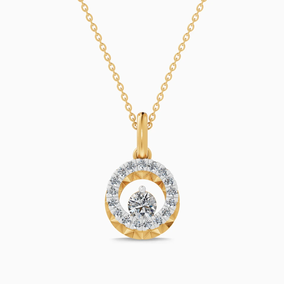 Circular Frame Diamond Pendant Necklace in 18K Gold Circular Frame Diamond Pendant Necklace in 18K Gold