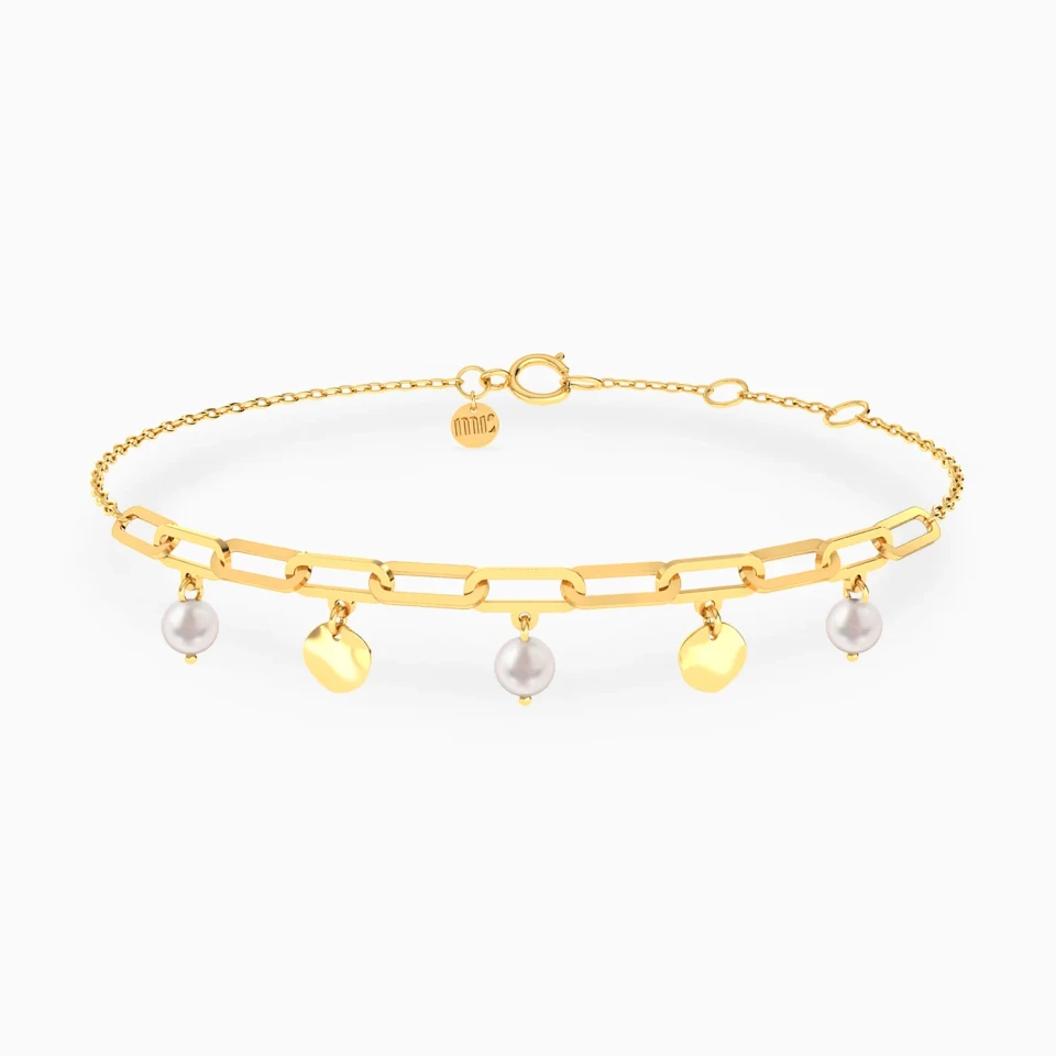 Paperclip & Pearls Chain Bracelet in 18K Gold Paperclip & Pearls Chain Bracelet in 18K Gold