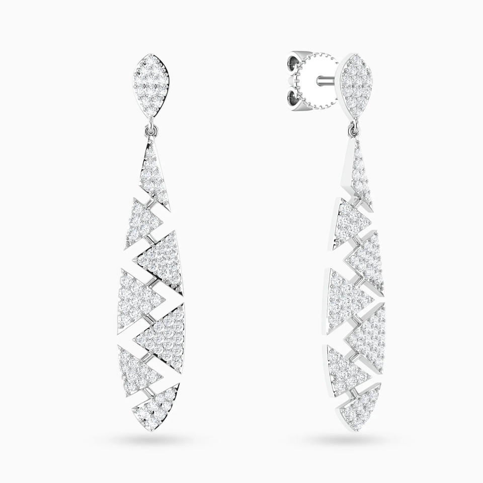Tringular Pattern Diamond Drop Earrings in 18K Gold Tringular Pattern Diamond Drop Earrings in 18K Gold