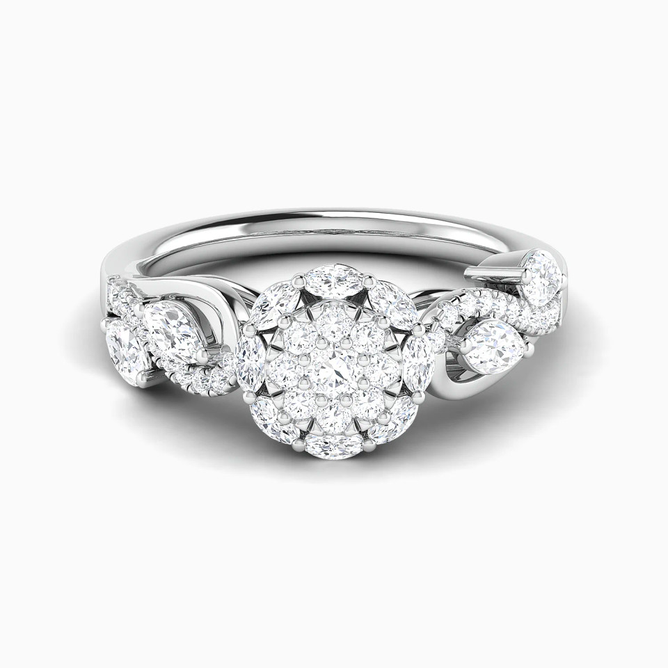 Layered Round Cluster Diamond Ring in 18K Gold Layered Round Cluster Diamond Ring in 18K Gold