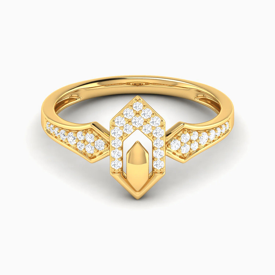 Vertical Hexagonal Frame Diamond Ring in 18K Gold Vertical Hexagonal Frame Diamond Ring in 18K Gold