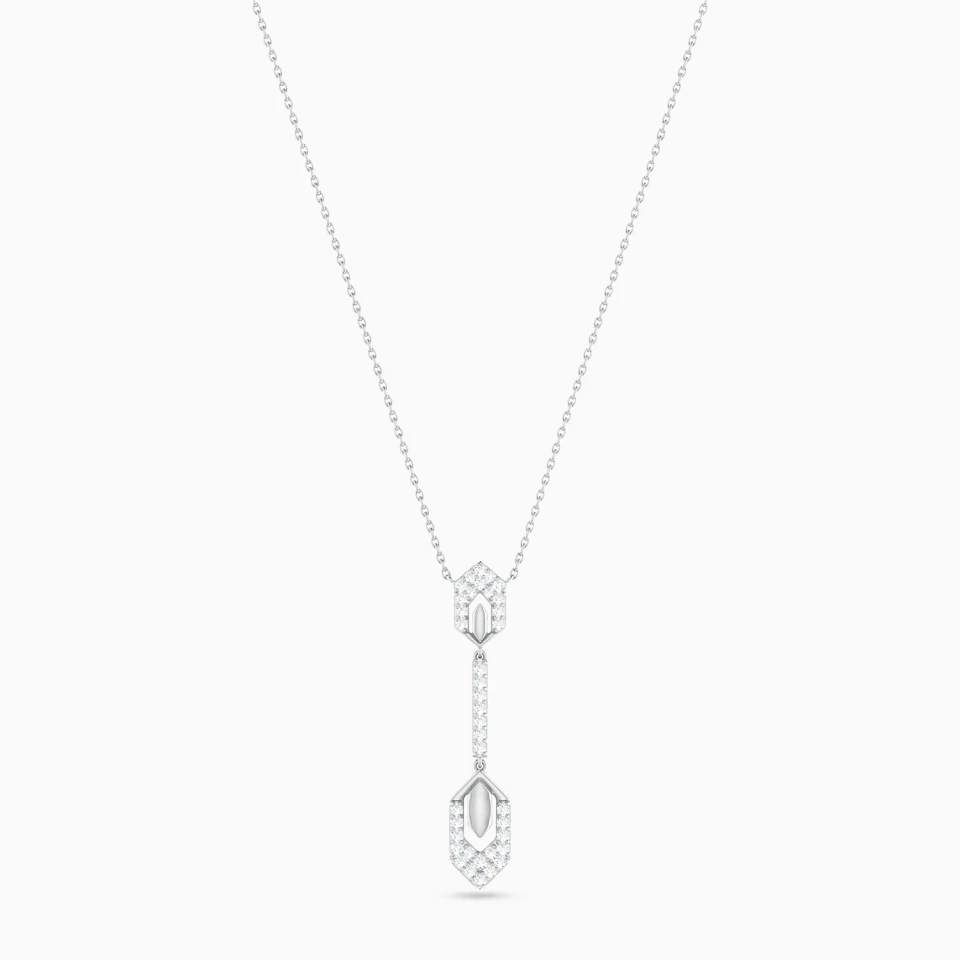 Line & Hexagonal Frames Diamond Necklace in 18K Gold Line & Hexagonal Frames Diamond Necklace in 18K Gold