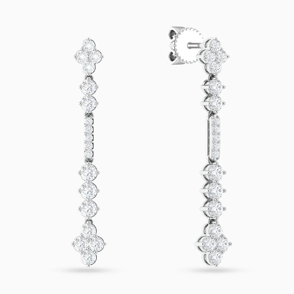Vertical Bar & Clusters Diamond Drop Earrings in 18K Gold Vertical Bar & Clusters Diamond Drop Earrings in 18K Gold
