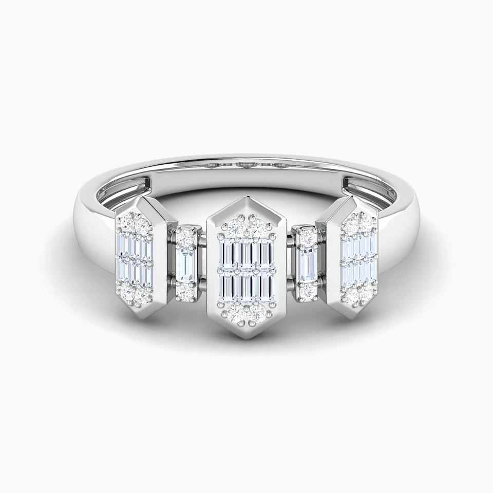 Three Hexagons Diamond Ring in 18K Gold Three Hexagons Diamond Ring in 18K Gold