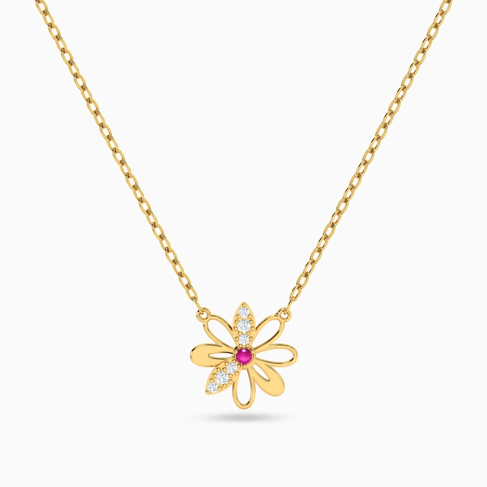 Flower Rose Stone Necklace in 18K Gold Flower Rose Stone Necklace in 18K Gold