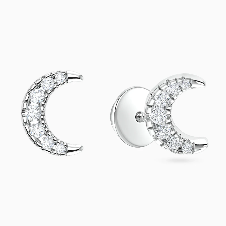 Crescent Diamond Stud Earrings in 18K Gold Crescent Diamond Stud Earrings in 18K Gold