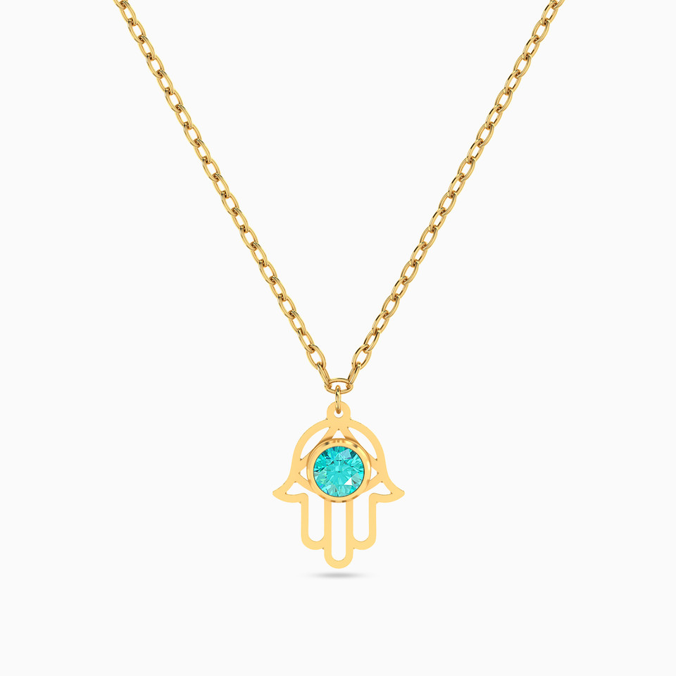 Hamsa Colored Stones Necklace in 18K Gold Hamsa Colored Stones Necklace in 18K Gold