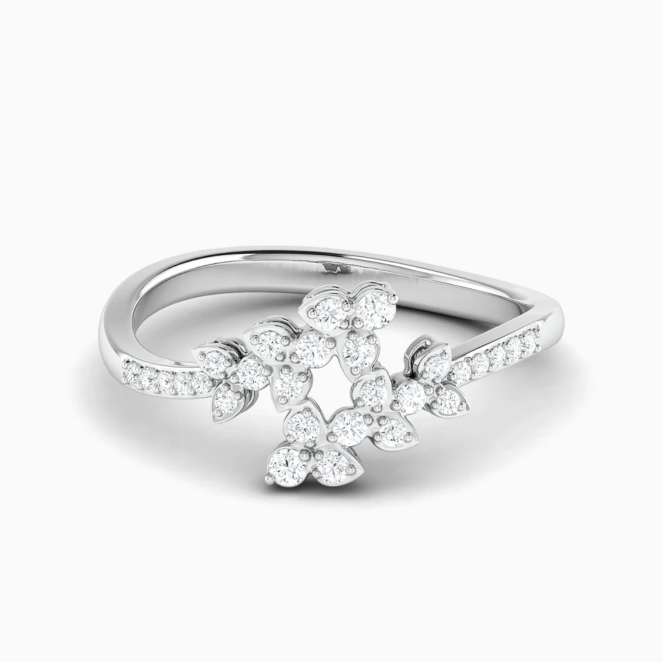 Floral Clusters Diamond Bypass Ring in 18K Gold Floral Clusters Diamond Bypass Ring in 18K Gold